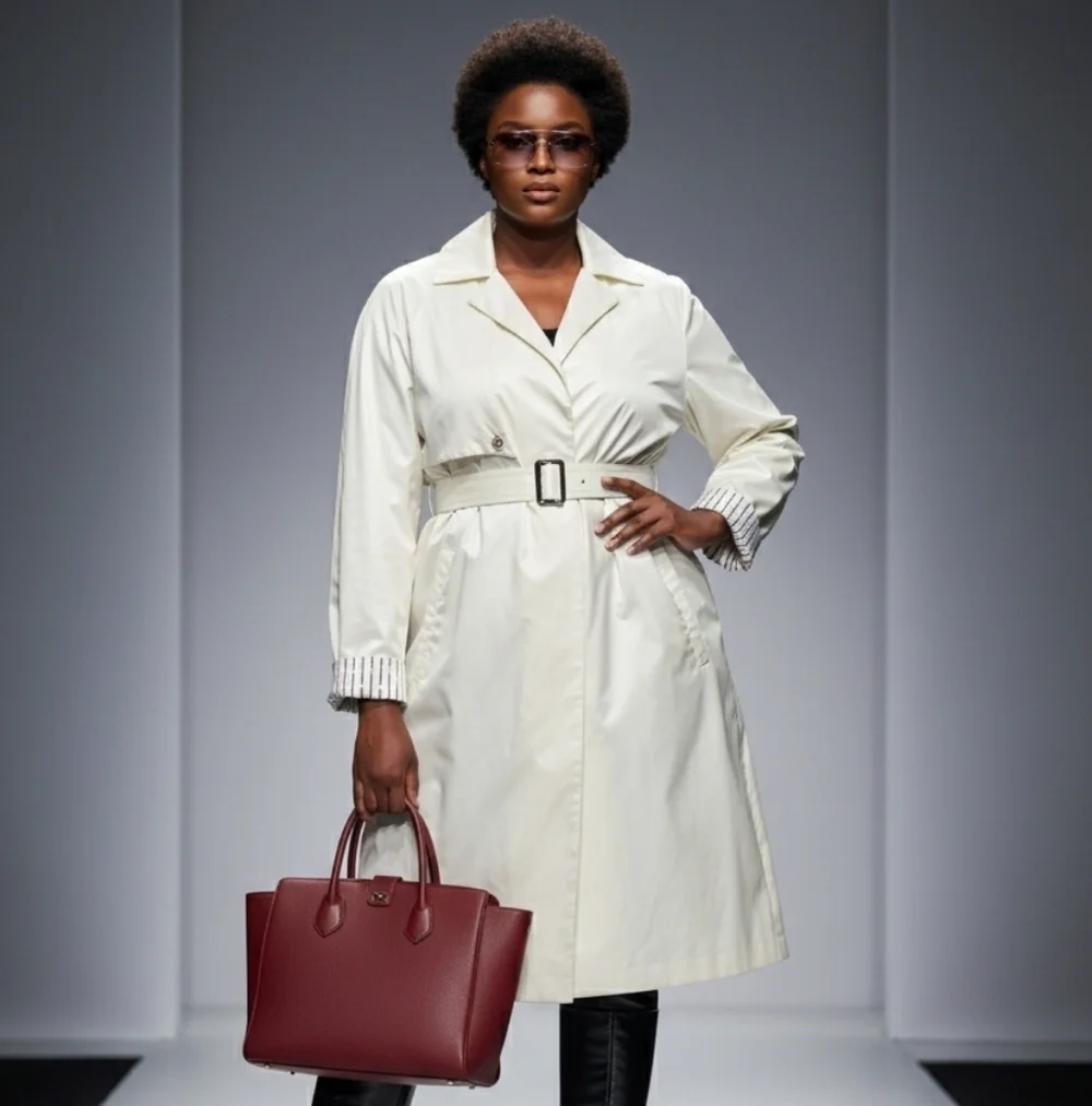 Chic Cream Trench Coat for Women